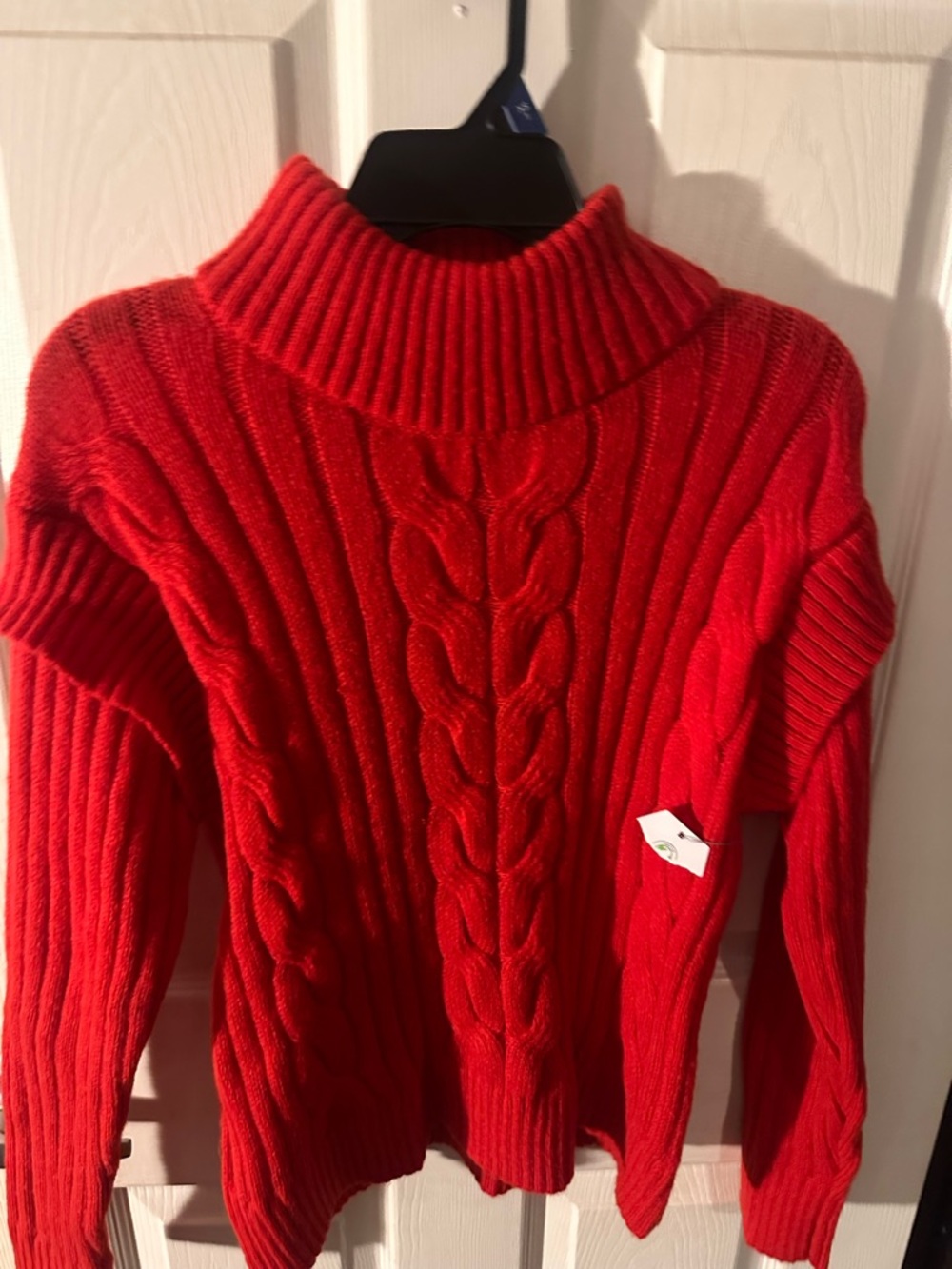 Time and Tru Red Cable Knit Turtleneck Sweater